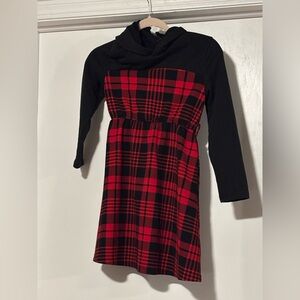 SHEIN Red and Black Plaid Casual Kids Dress
